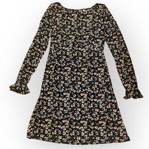 FREE PEOPLE Say Hello Long‎ Sleeve Black Combo Floral Mini Dress Size XS small